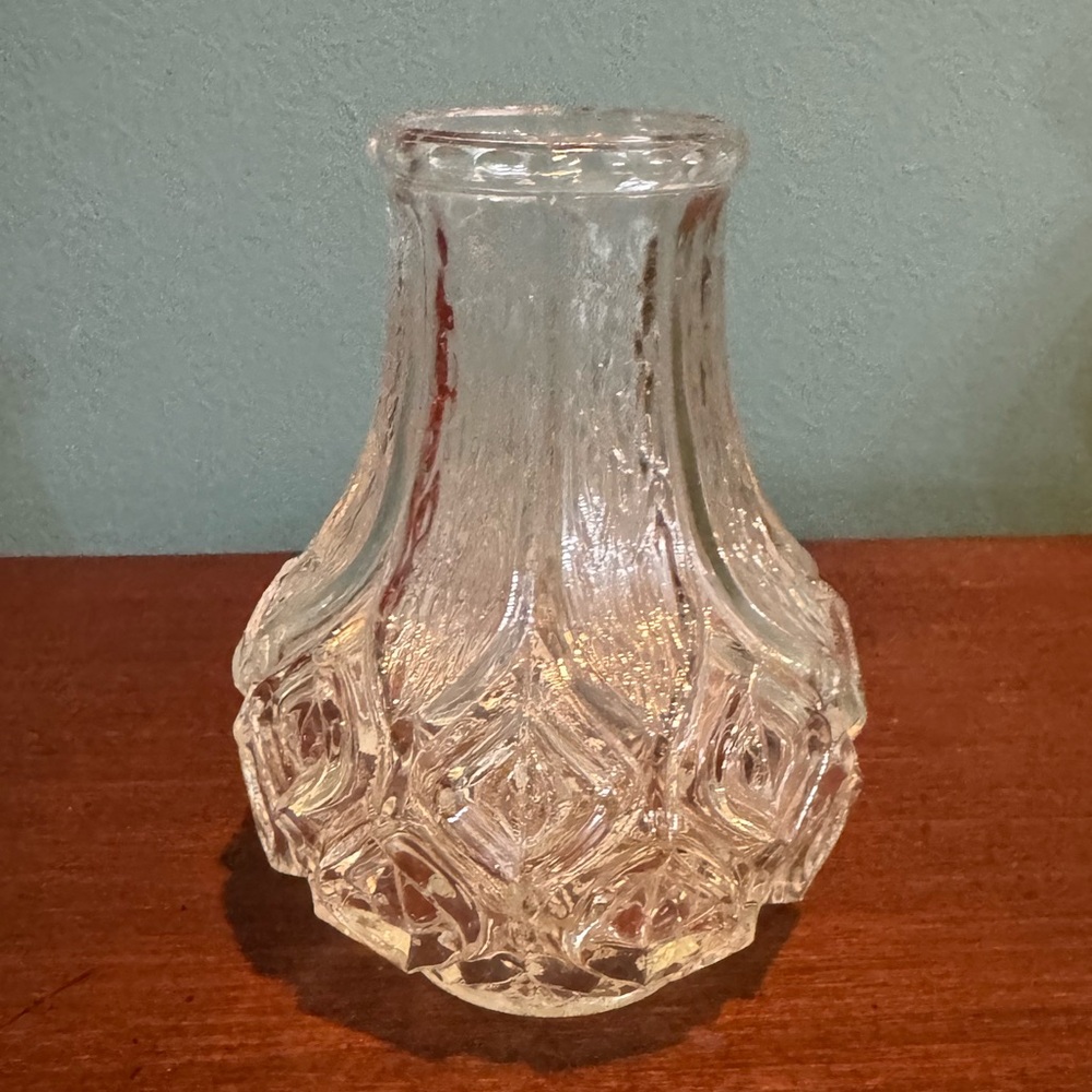 Clear Textured Glass Vase - Decorative Home Accent Oberglas Austria
